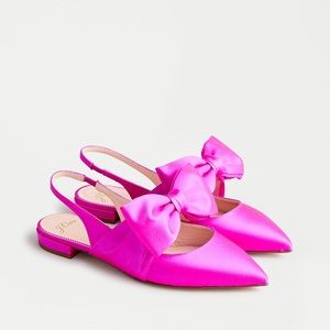 NWT J Crew Neon Pink Bow Flats 6.5
